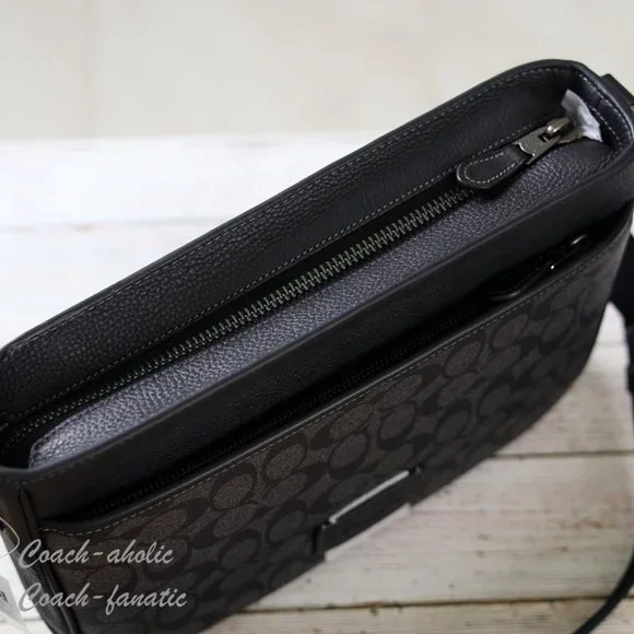 NWT Coach CH078 District Crossbody Signature Canvas & Leather Charcoal/Black - Picture 9 of 12